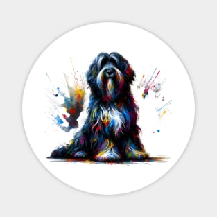 Schapendoes Dog in Colorful Abstract Splash Art Style Magnet